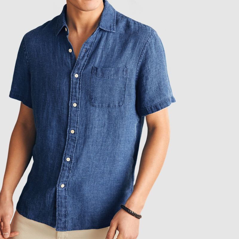 Men's Soft Two-tone Cotton Linen Shirt
