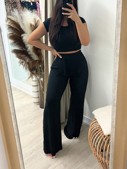 Crop Top Wide Leg Pants Set