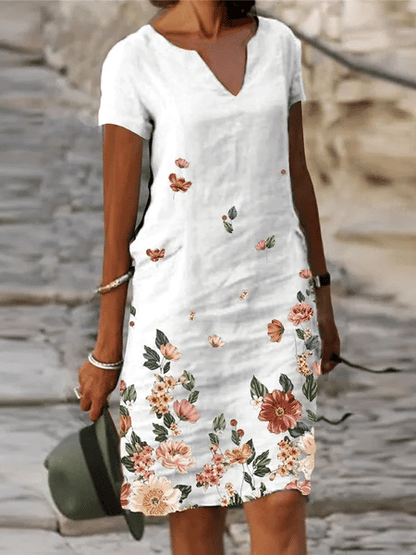 Women's Cotton Linen Print Dress