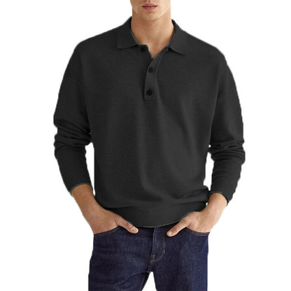 Men's fall long sleeve V-neck button casual top