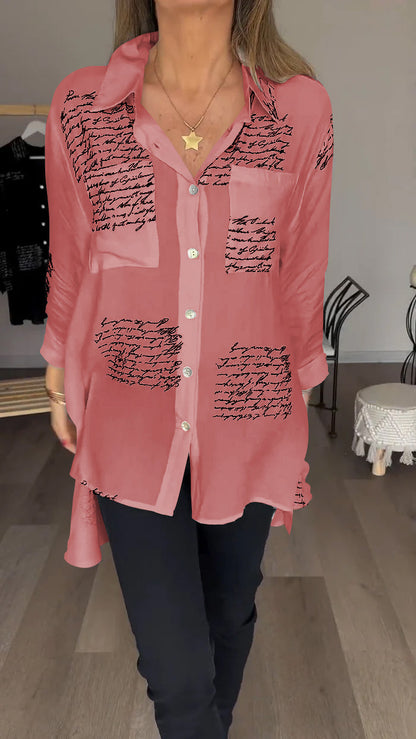 Women's Letter Print Fashion Lapel Shirt