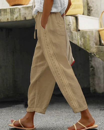 Casual wide leg cotton and linen loose trousers⭐