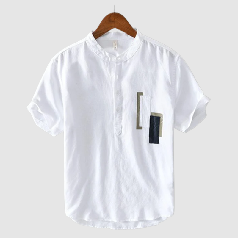 Men's Stand-Collar Cotton And Linen Thin Shirt