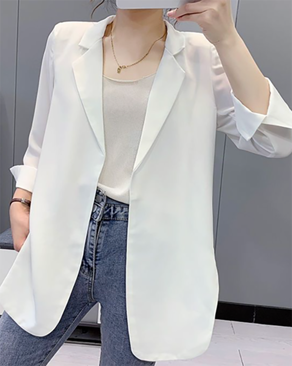 Women's Solid Color Loose Mid-length Suit Jacket