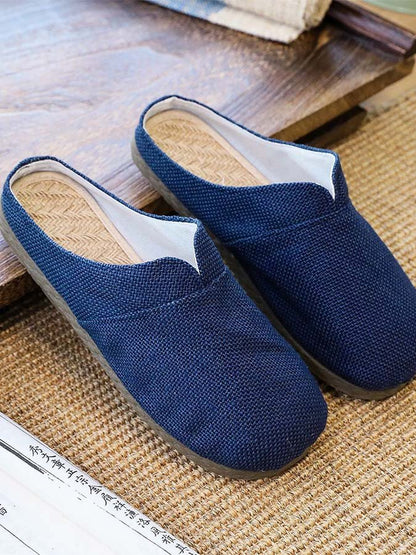 linen simple couple slippers