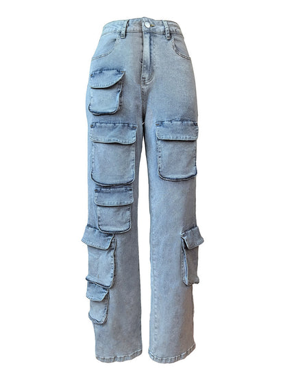Denim Cargo Pocket Jeans