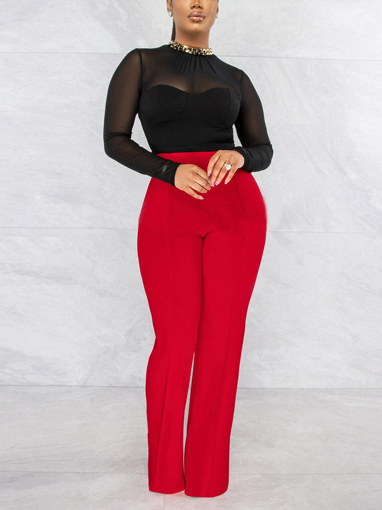 Solid High Waist Pants