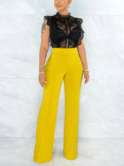 Solid High Waist Pants