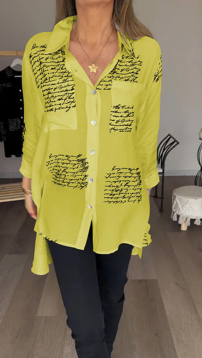 Women's Letter Print Fashion Lapel Shirt