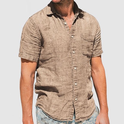 Men's Soft Two-tone Cotton Linen Shirt