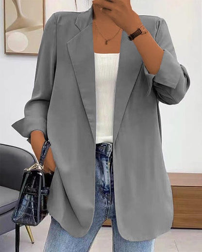 Women's Solid Color Loose Mid-length Suit Jacket