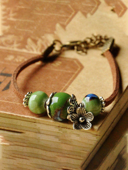 Women's ceramic bead bracelet braided bracelet