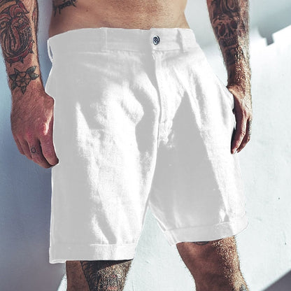 Men's Cotton Linen Beach Casual Shorts