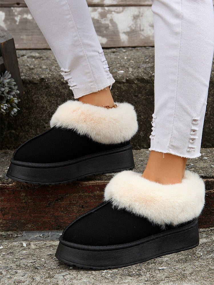 Furry Suede Platform Boots