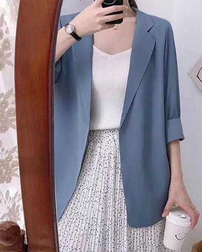 Women's Solid Color Loose Mid-length Suit Jacket