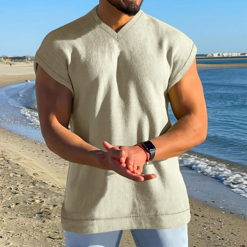 Men's Solid V-neck T-Shirt