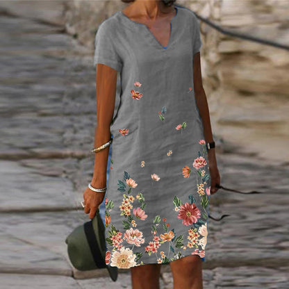 Women's Cotton Linen Print Dress