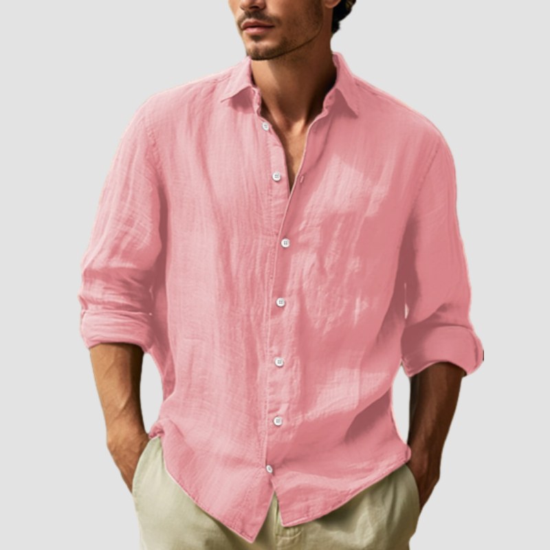 Men's Cotton Linen Solid Colour Shirt