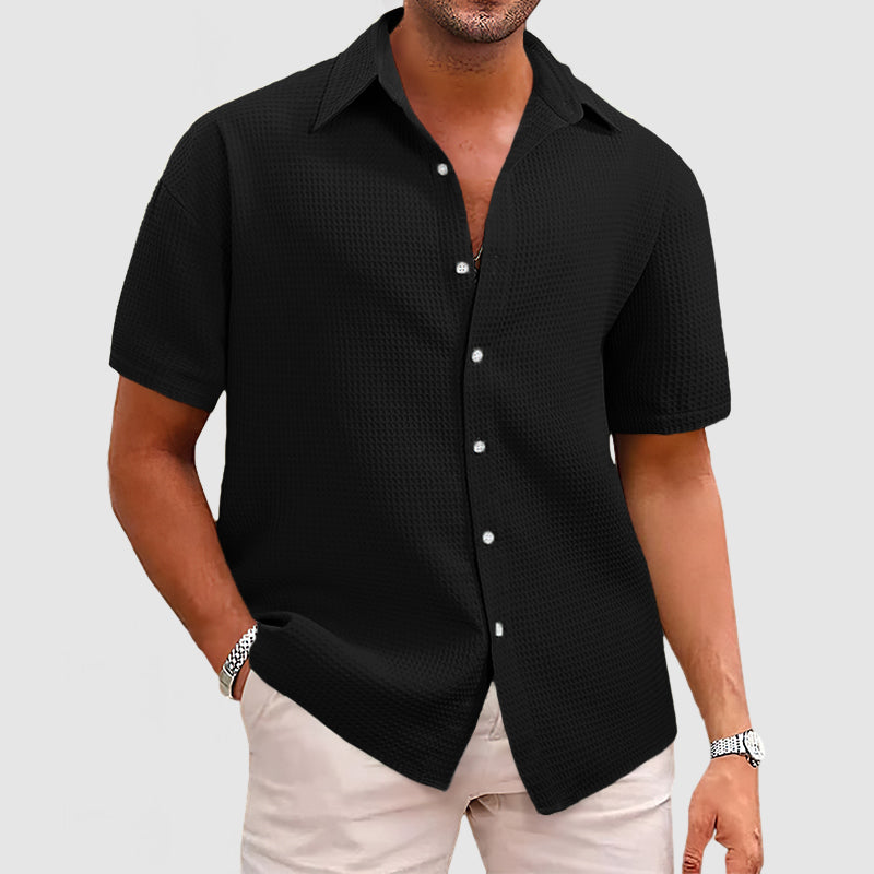Men's Casual Waffle Short Sleeve Shirt