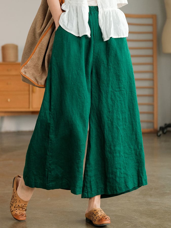 Women's Casual Loose Cotton Linen Wide Leg Pants