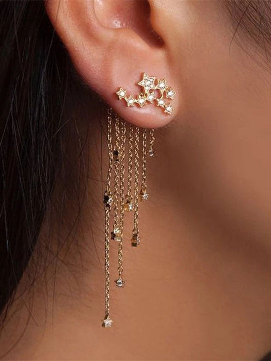Women's Tassels Star Rhinestones Earrings