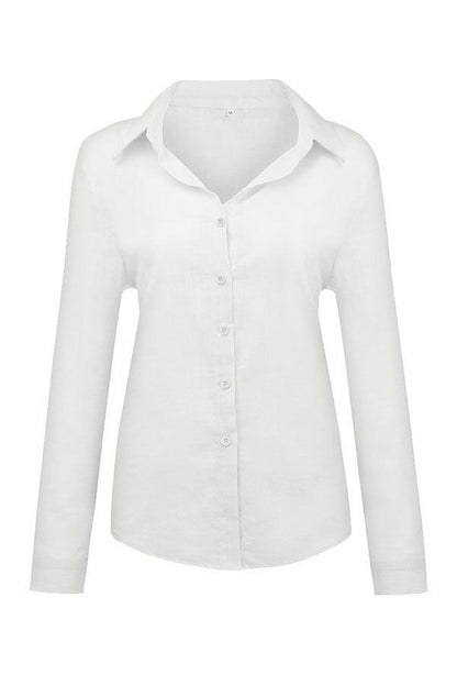 Casual Solid Button Shirt Collar Blouse