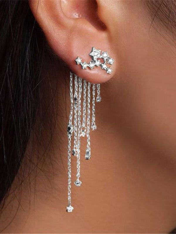 Women's Tassels Star Rhinestones Earrings