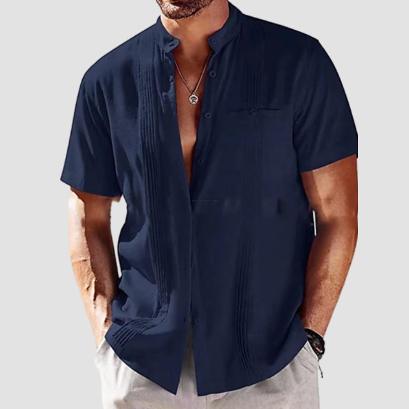 Men's Stand Collar Cotton Shirt