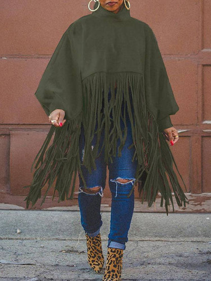 Solid Fringed Faux Suede Top