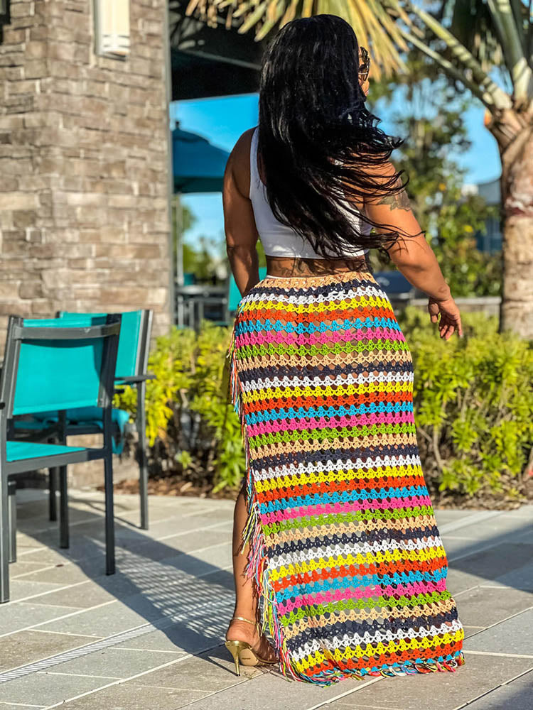 Crochet Fringed Wrap Skirt