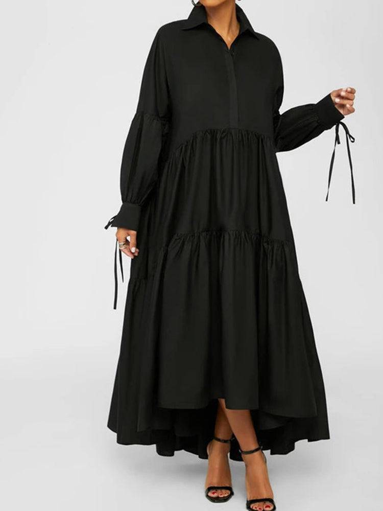 Loose Solid Long Shirt Dress