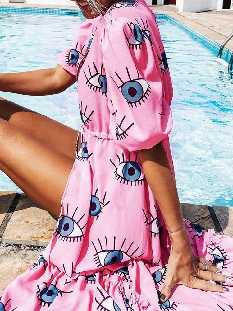 Evil Eye Print Beach Cover Up