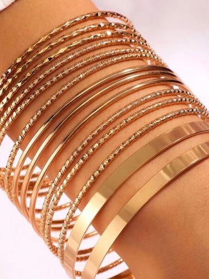 Women's 14 Pieces Gold Bracelet Set