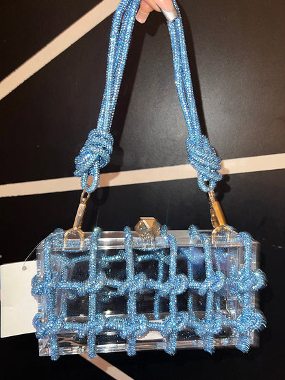 Women's Rhinestone Rope Clear Box Handbag