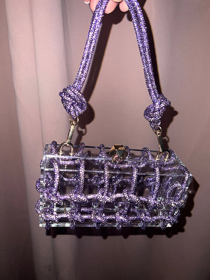 Women's Rhinestone Rope Clear Box Handbag