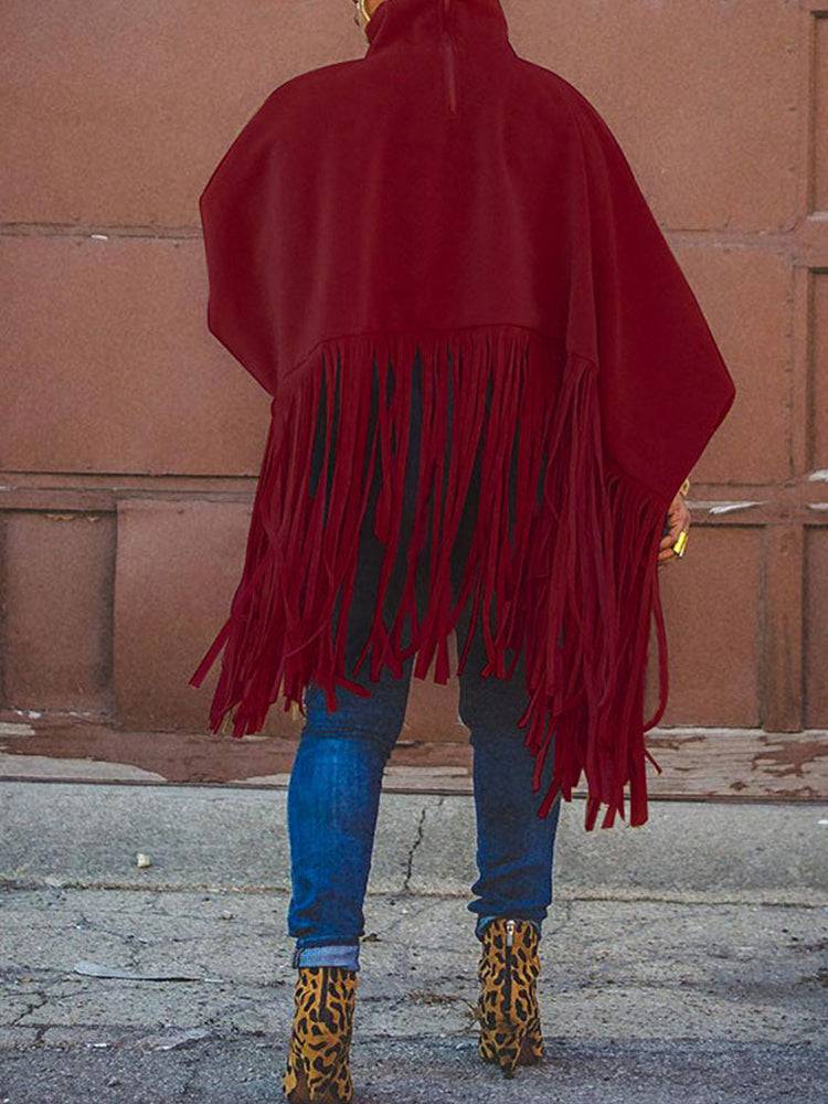 Solid Fringed Faux Suede Top