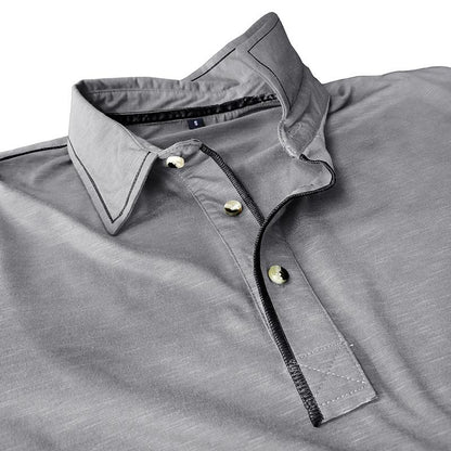 Men's Solid Color Long Sleeve Lapel Polo Shirt