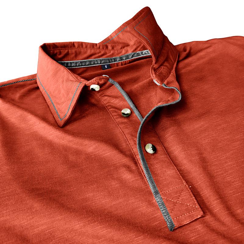 Men's Solid Color Long Sleeve Lapel Polo Shirt