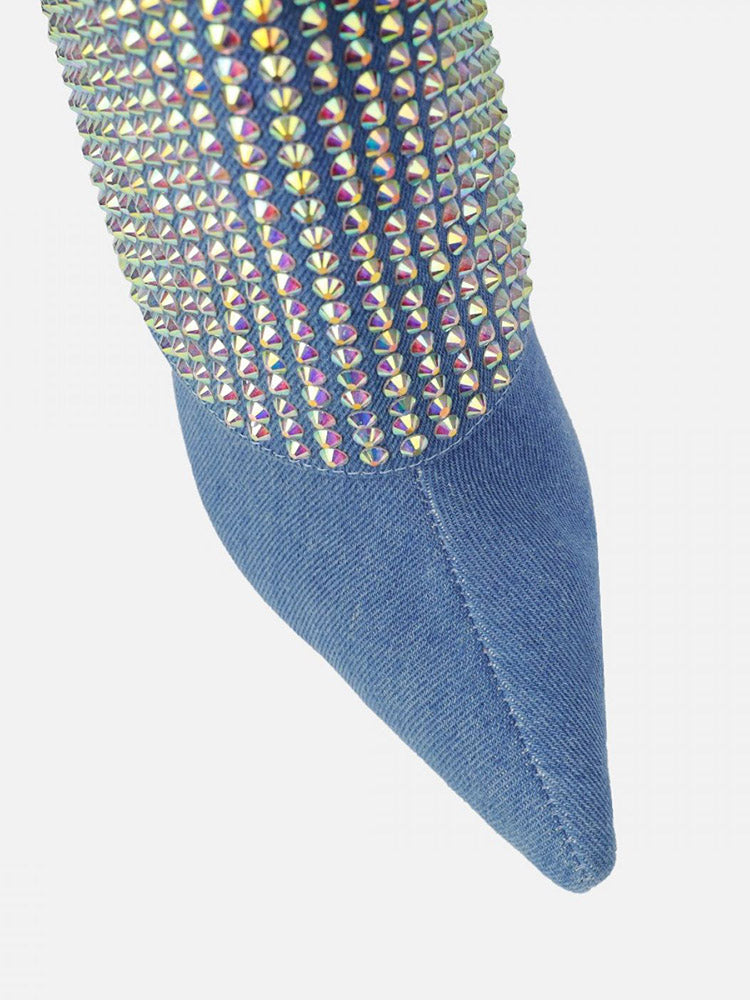 Rhinestone Denim Boots