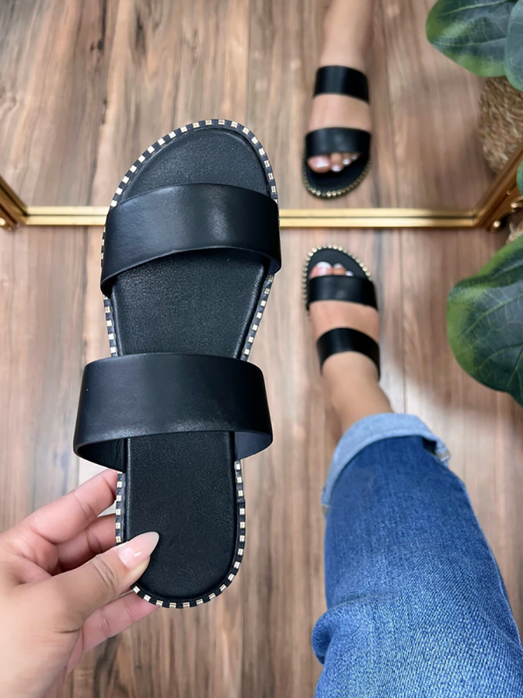 Casual Double Strap Flat Slides