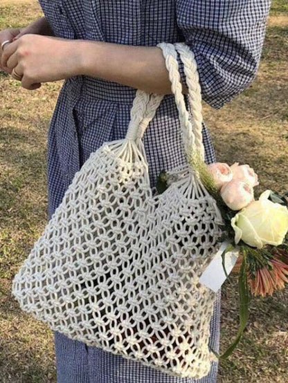 Women's Rope Weaving Hollow Tote