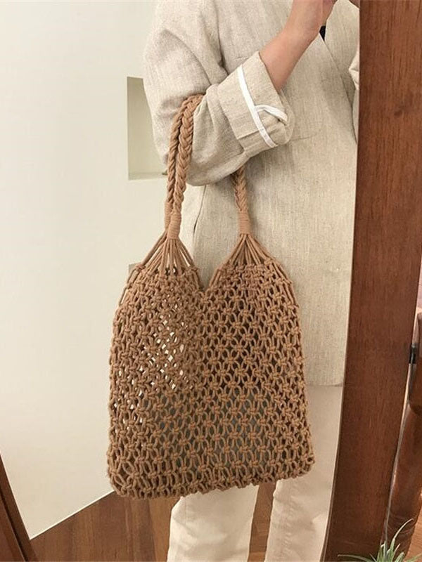 Women's Rope Weaving Hollow Tote