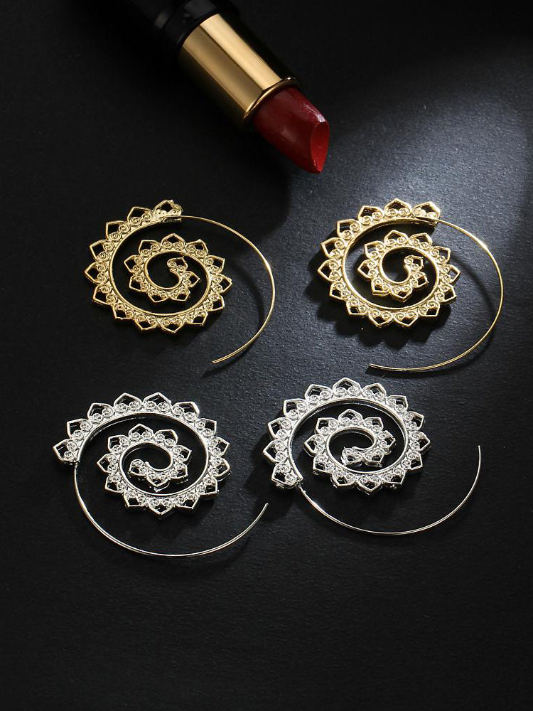 Women's Retro Swirl Hoop Earrings