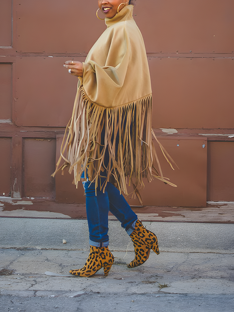 Solid Fringed Faux Suede Top