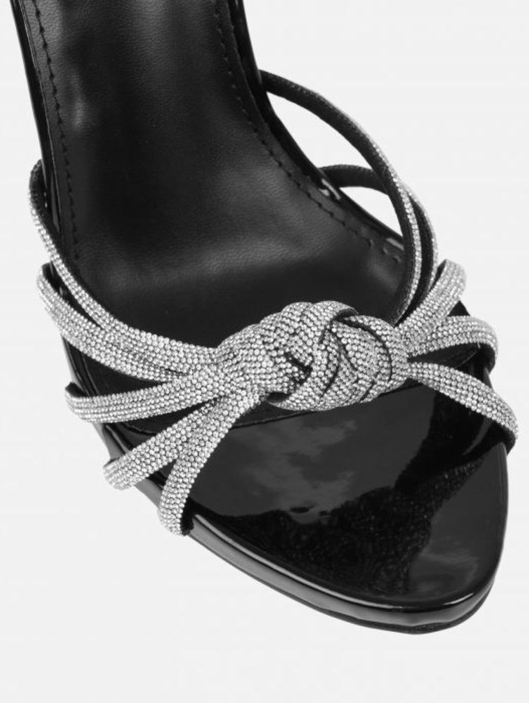 Women's Rhinestone Lace-up Pointed-toe Heels
