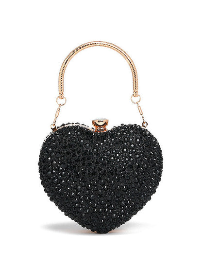 Women's Rhinestone Heart-Shaped Clutch