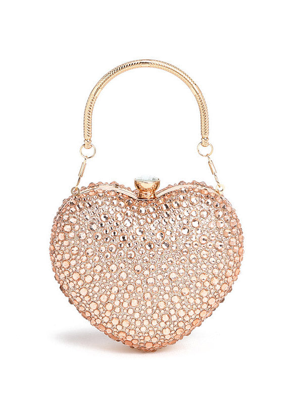 Women's Rhinestone Heart-Shaped Clutch