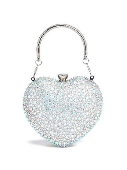 Women's Rhinestone Heart-Shaped Clutch