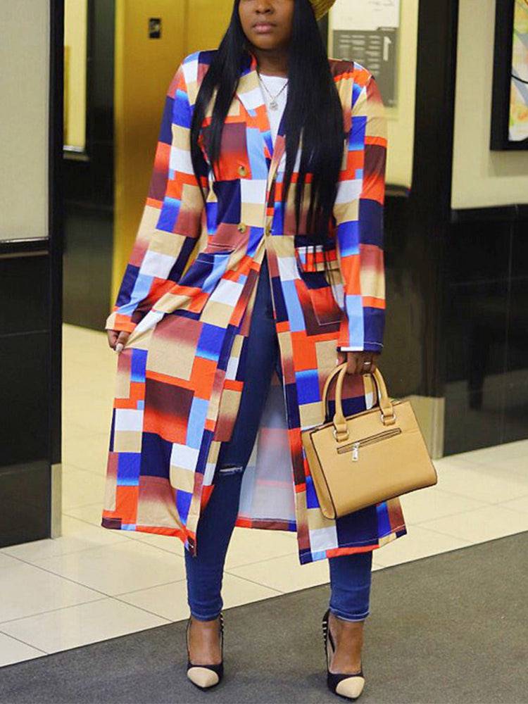 Plaid Print Multicolor Coat