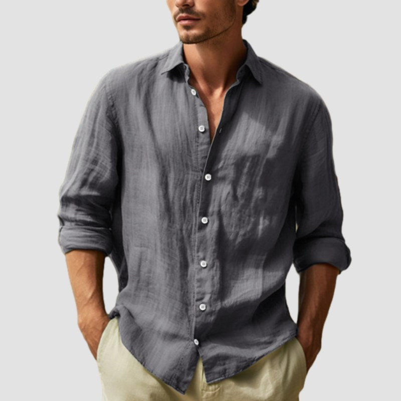 Men's Cotton Linen Solid Colour Shirt